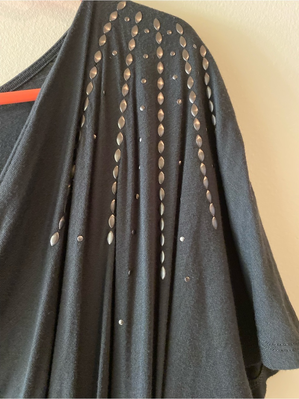 Liz Lange Maternity Charcoal Jersey Drape-Neck Midi Dress with Stud Accents - Picture 3 of 4